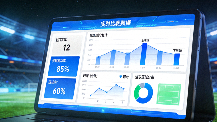 体育数据分析界面与比赛统计图表的屏幕画面
